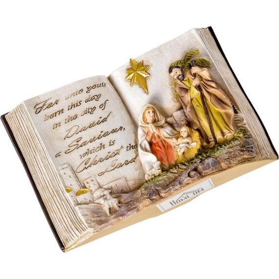 HOMCOM Presepe di Natale con Statuine 3D e Incisione, Natività, Decorazione Natalizia in Resina, 21.5x9.5x14cm 830-332 8056644123034