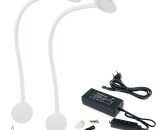 Emuca Applique LED, rotondo, braccio flessibile, sensore touch, 2 USB, luce bianca naturale, Plastica, Bianco, + convertitore 50 W, 2 u. IT-EMU-5014815 8432393007687