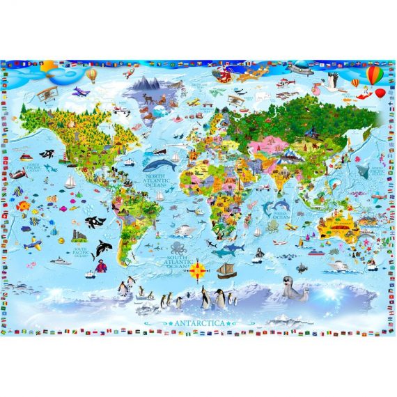 Fotomurale adesivo - World Map for Kids, 294x210 IT-ART-A1-SFT1490sam 5901493565067