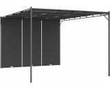 Gazebo da Giardino con Tenda Laterale Antracite in Tessuto e Acciaio vari dimensioni dimensioni : 4 x 3 m 47996