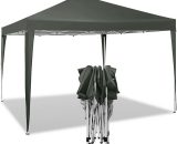 Gazebo 3x3 Foldable Waterproof Resealable Garden Awning With Bag tre color Grigio - Woltu PVL0002gr