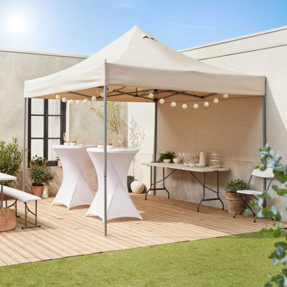 Pergola pieghevole Premium 3x3 m - Apertus Colore Sabbia - Tenda da giardino pop up, pergola pieghevole, gazebo - Sable PUG3X3SAND