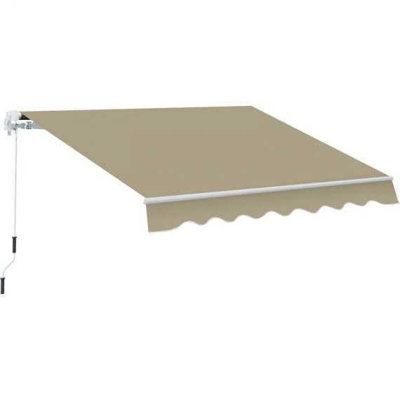 Outsunny Tenda da Sole Avvolgibile Parasole Manuale Impermeabile Esterno Balcone Tessuto di Poliestere 2.5 × 2m Beige 01-0135 8056644020395